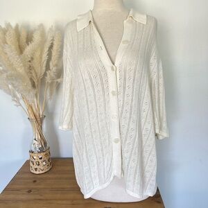 ROLLAS Cream knit Milan button down